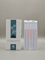 Aiguilles d'acupuncture Tony stériles, manche en cuivre - siliconées avec tube de guidage - Boîte de 500